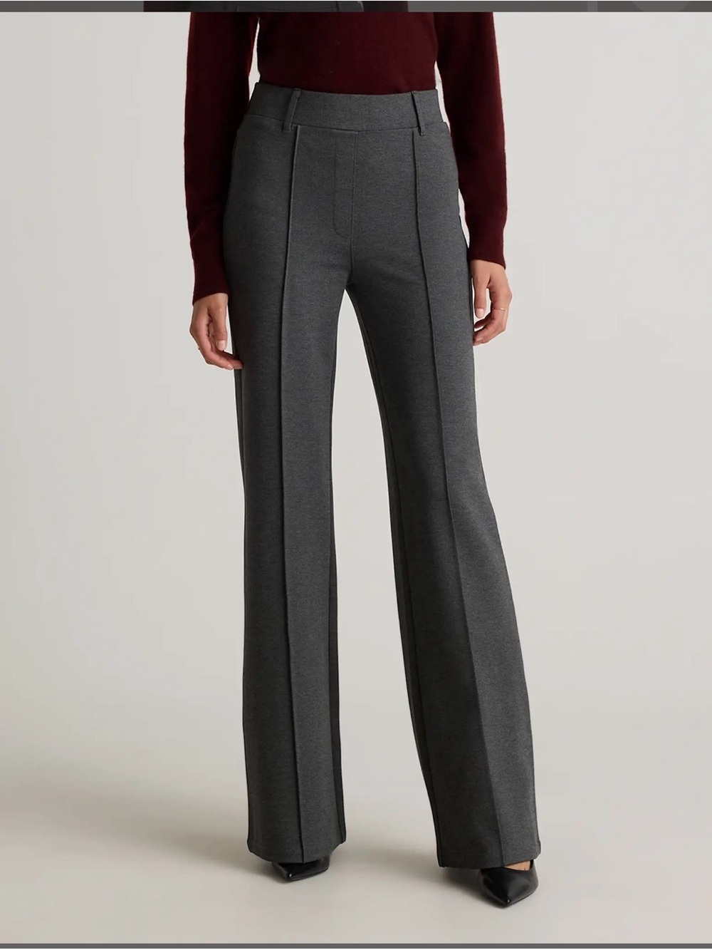 Quince Tailored High-Waist Gray Wide-Leg Pants
